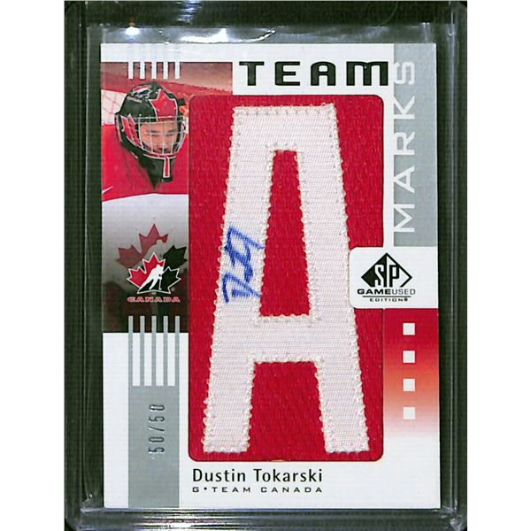 2011-12 SP Game Used Team Marks Team Canada Dustin Tokarski 50/50 BV $75