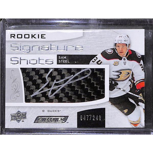 2018-19 Upper Deck Engrained Rookie Signature Shots #RSSSS Sam Steel 47/249 BV $30
