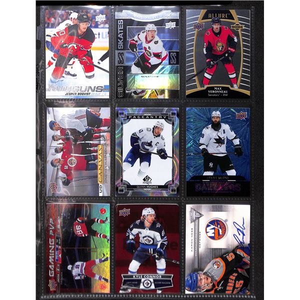 Lot of 9 Various Hockey Inserts or Rookie Cards Various Teams & Players