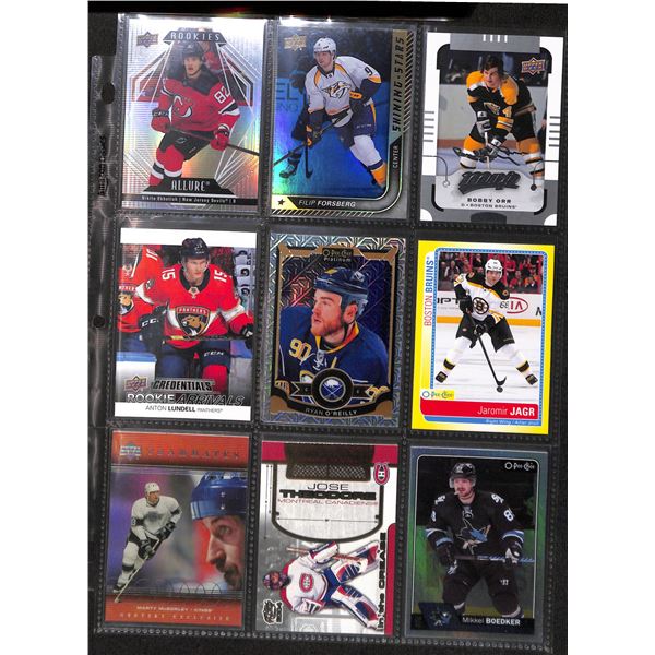 Lot of 9 Various Hockey Inserts or Rookie Cards Various Teams & Players