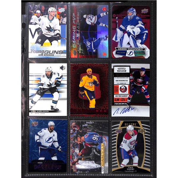 Lot of 9 Various Hockey Inserts or Rookie Cards Various Teams & Players