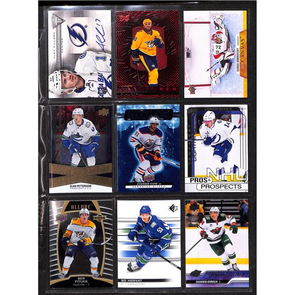 Lot of 9 Various Hockey Inserts or Rookie Cards Various Teams & Players