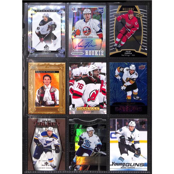 Lot of 9 Various Hockey Inserts or Rookie Cards Various Teams & Players