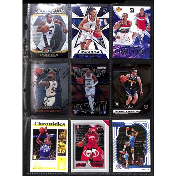 Lot of 9 Various Basketball Inserts and Rookie Collector Cards