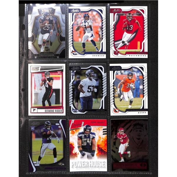 Lot of 9 Various Football Rookie & Insert Cards Various Teams & Players