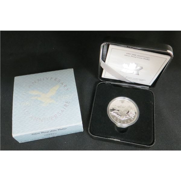 RCM 1997 $1 The One Dollar Loon 10th Anniversary 9999 Sterling Silver Proof Dollar