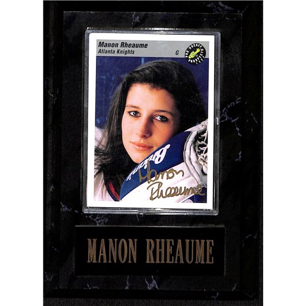Manon Rehaume Autographed Card Mounted on 4x7 Wooden Frame BV $75