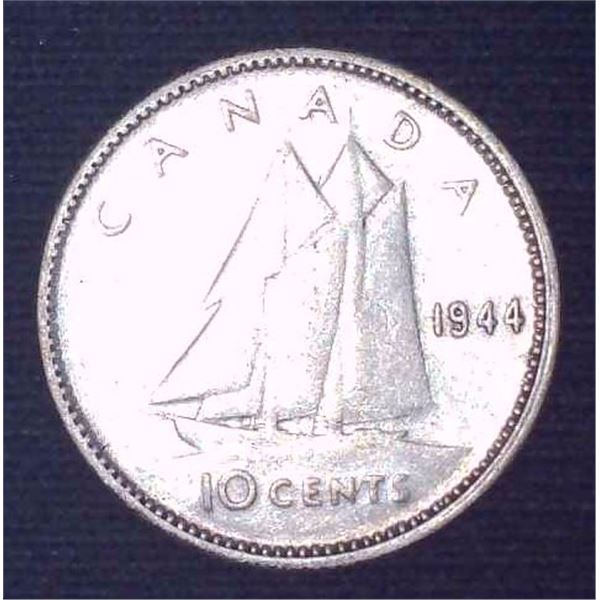 1944 Canadian Silver 10 Cent Coin