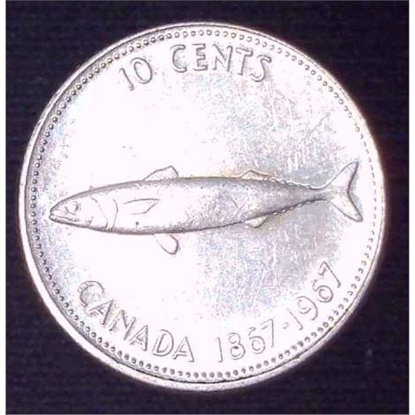 1967 Canadian Silver 10 Cent Coin