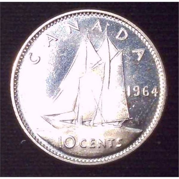 1964 Canadian Silver 10 Cent Coin