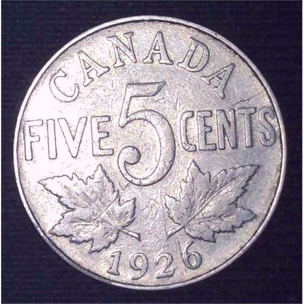 1926 Canadian 5 Cent Coin