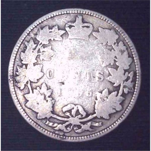 1885 Canadian Silver 25 Cent Coin