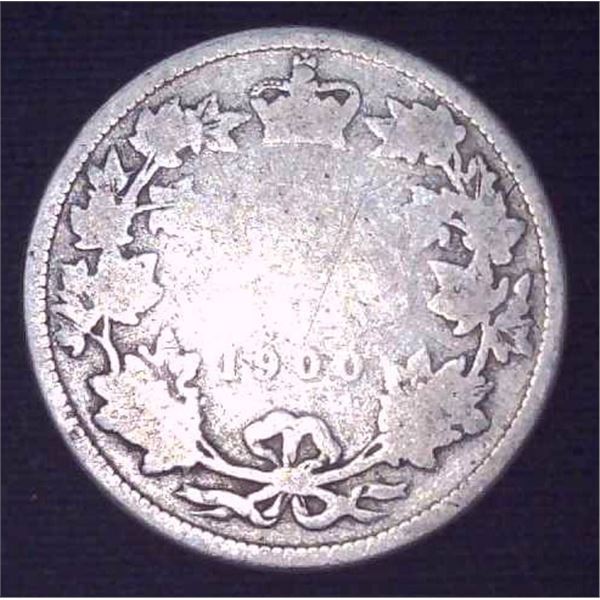 1900 Canadian Silver 25 Cent Coin