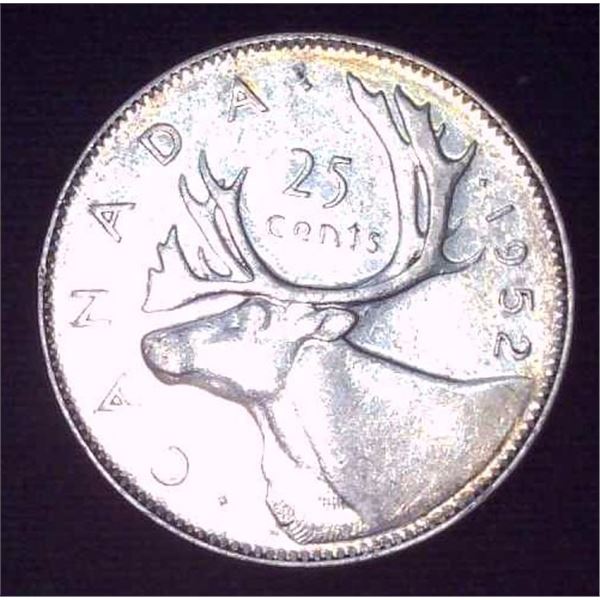 1952 Canadian Silver 25 Cent Coin