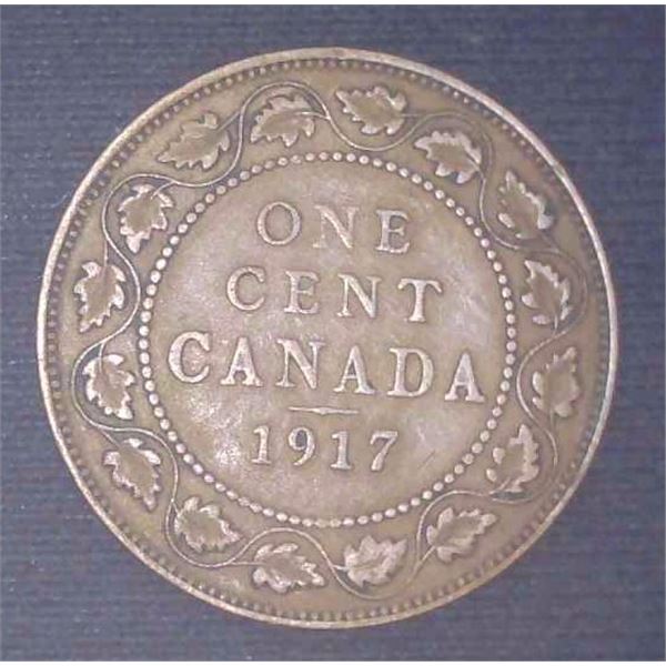 1917 Canadian Large Cent Penny 1 Cent Coin