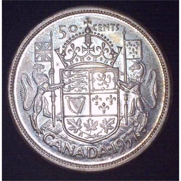 1957 Canadian Silver 50 Cent Coin