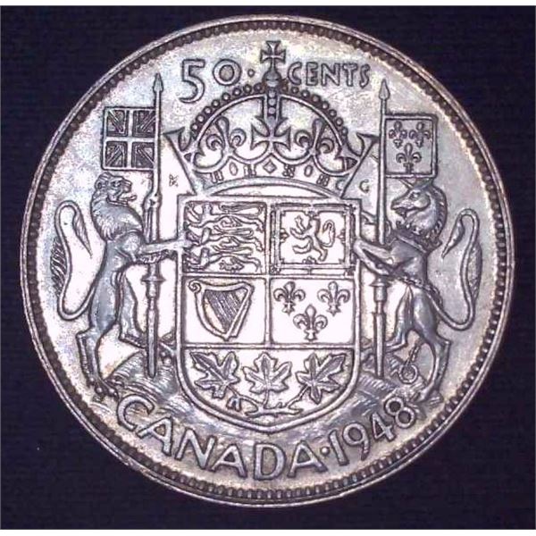 1948 Canadian Silver 50 Cent Coin