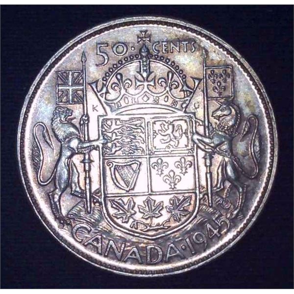 1945 Canadian Silver 50 Cent Coin