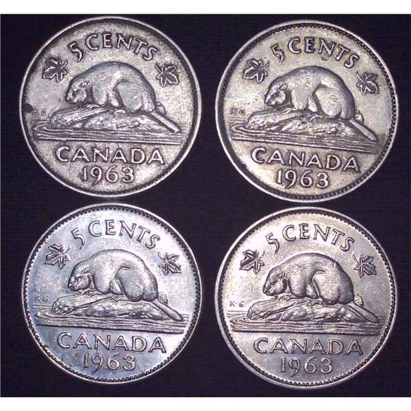 4x Canadian Nickels 1963