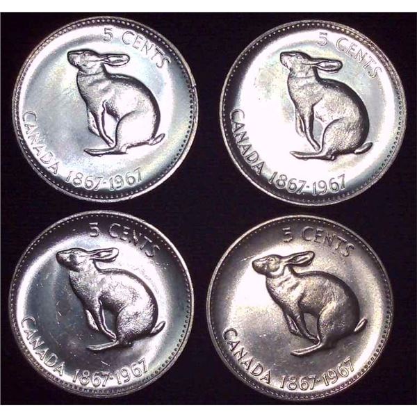 4x Canadian Nickels 1967