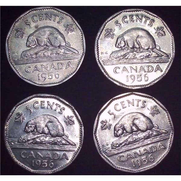 4x Canadian Nickels 1956