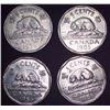 Image 1 : 4x Canadian Nickels 1956