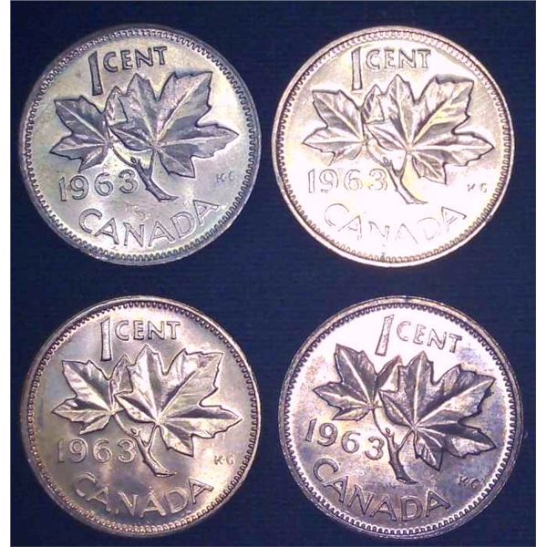 4x Canadian Pennies 1963