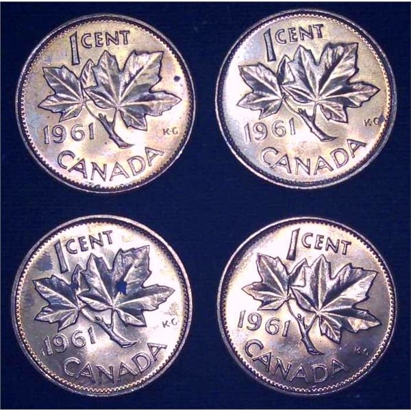 4x Canadian Pennies 1961