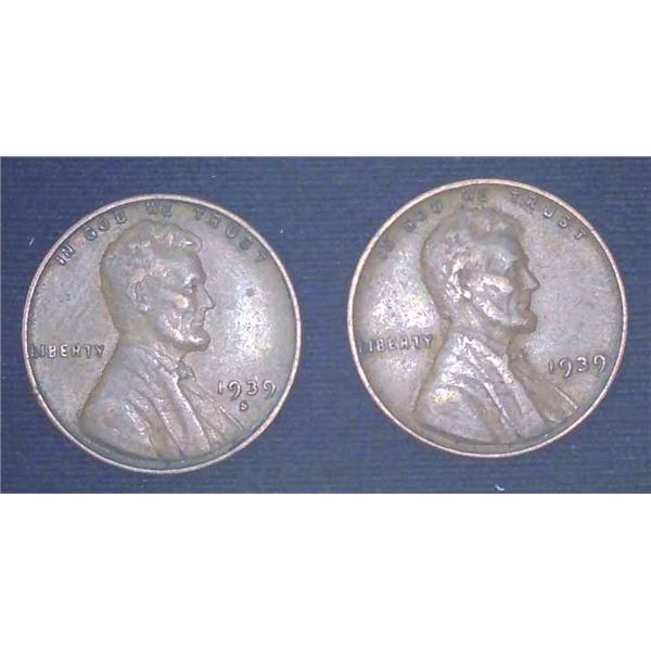 2x USA Pennies 1939 & 1939S