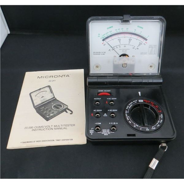 Micronta 20,000 OHMS Volt Multitester With Manual