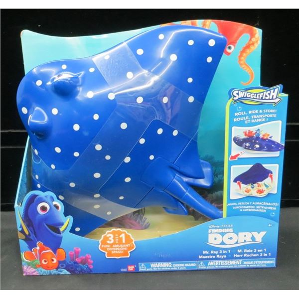New Finding Dory Swigglefish Mr. Ray 3 in 1 Toy Roll, Ride & Store!