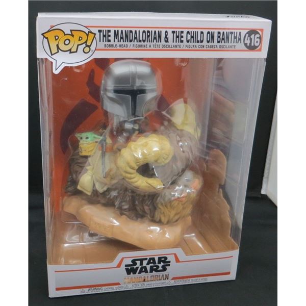 New Funko Pop Deluxe The Mandalorian & The Child On Bantha #416 BV $55