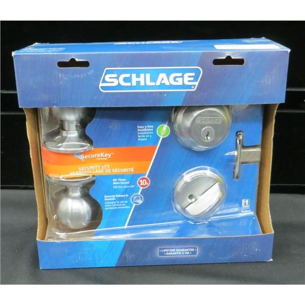 New Schlage Satin Chrome Orbit Combo Pack FB50NSK Retails $175+