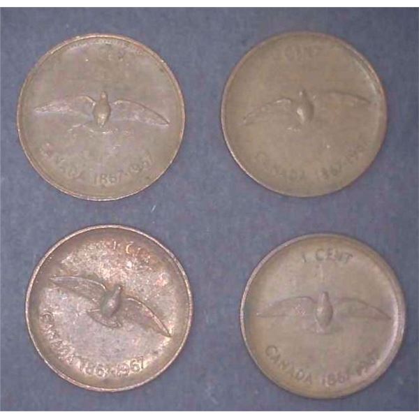 4x Canadian Pennies 1967