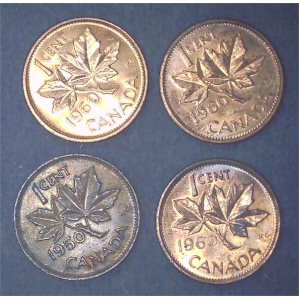 4x Canadian Pennies 1960