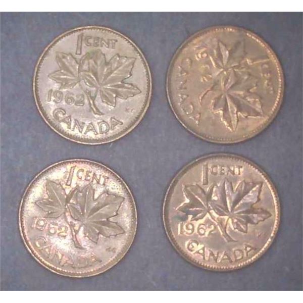 4x Canadian Pennies 1962