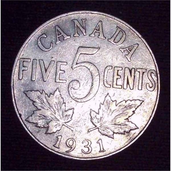 1931 Canadian 5 Cent Coin