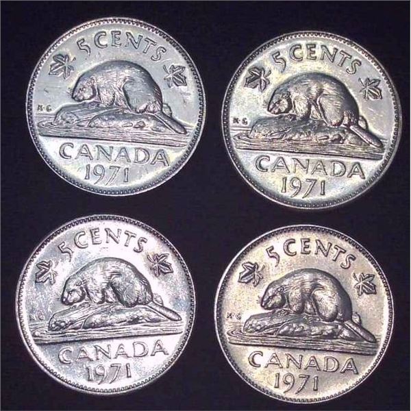 4x Canadian Nickels 1971