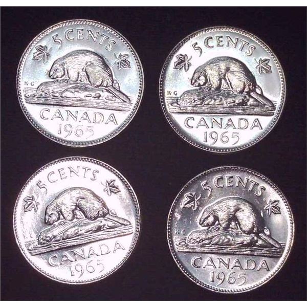 4x Canadian Nickels 1965