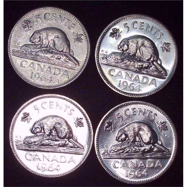 4x Canadian Nickels 1964