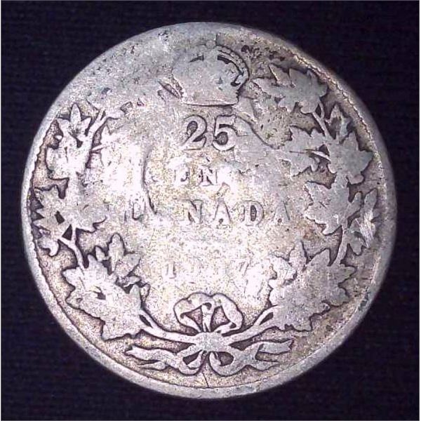 1907 Canadian Silver 25 Cent Coin