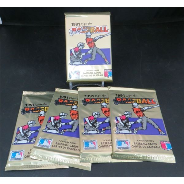 5 Sealed Packs 1991 O-Pee-Chee Premier Baseball Cards 7 Cards Per Pack