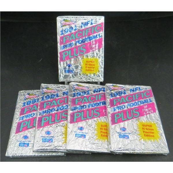 5 Sealed Packs Of 1991 Pacific Plus NFL Cards 14 Cards Per Pack