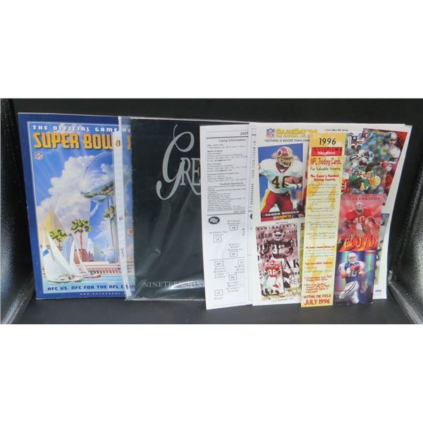 Collection Of Football Collectibles & Sheet of uncut Cards