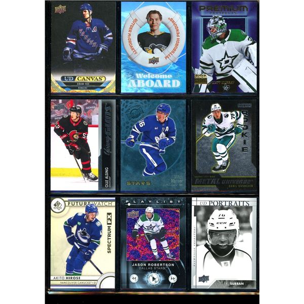 Lot of 9 Various Hockey Inserts or Rookie Cards Various Teams & Players
