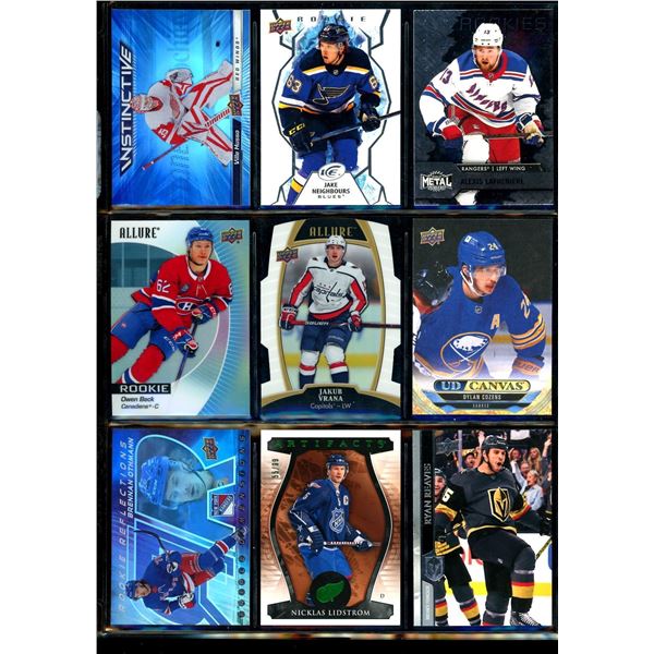 Lot of 9 Various Hockey Inserts or Rookie Cards Various Teams & Players