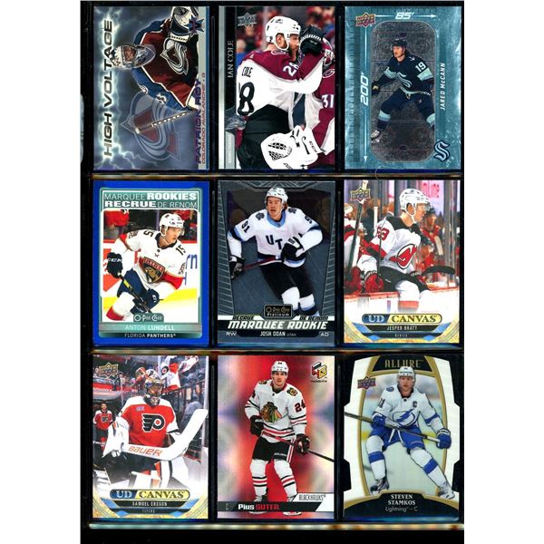 Lot of 9 Various Hockey Inserts or Rookie Cards Various Teams & Players