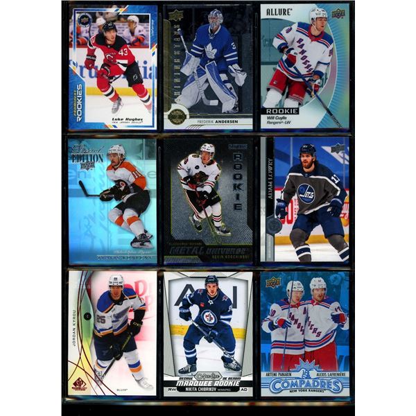 Lot of 9 Various Hockey Inserts or Rookie Cards Various Teams & Players