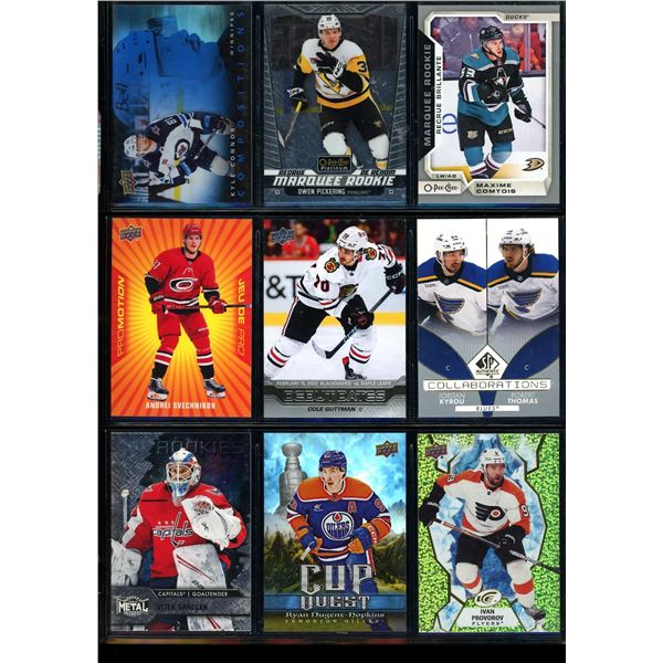 Lot of 9 Various Hockey Inserts or Rookie Cards Various Teams & Players