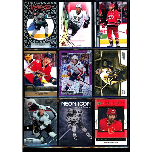 Lot of 9 Various Hockey Inserts or Rookie Cards Various Teams & Players